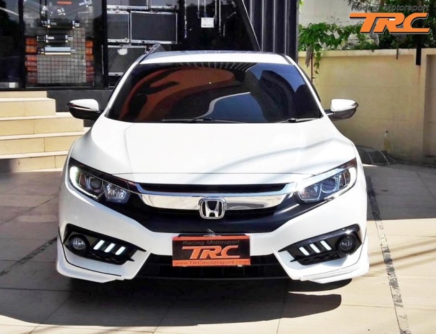 ฝาครอบสปอร์ตไลท์ CIVIC 2016 #01.2 ลายคาร์บอน Day Light Style Mustang แสงสีขาว พร้อมไฟเลี้ยว DRL ตรงรุ่น BY DEMON EYE